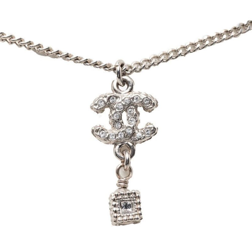Chanel CC Logo Necklace Silver
